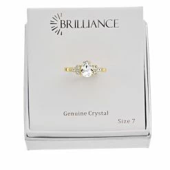 Brilliance Vintage Rose & White Crystal Teardrop Ring Gold Tone Clear -Brilliance Shop unnamed file 288