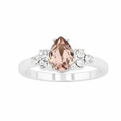 Brilliance Vintage Rose & White Crystal Teardrop Ring Gold Tone Clear -Brilliance Shop unnamed file 290