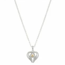 Brilliance Two Tone Preciosa Crystal Heart & Wing Necklace