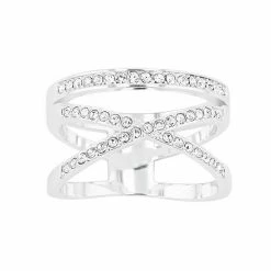Brilliance Silver Tone Crystal "X" Band