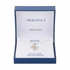 Brilliance Two-Tone "Always Sisters Forever Friends" Crystal Double Heart Round Necklace -Brilliance Shop unnamed file 358