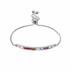 Brilliance Rainbow Crystal Bar Bracelet Silvertone Peach Multi -Brilliance Shop unnamed file 37