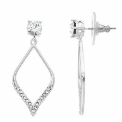 Brilliance Silver Tone Marquise Crystal Drop Earrings