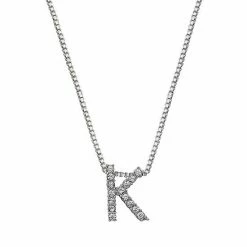 Brilliance Silver Plated Crystal Initial Pendant Silver Tone U