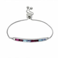 Brilliance Rainbow Crystal Bar Bracelet Silvertone Peach Multi -Brilliance Shop unnamed file 39