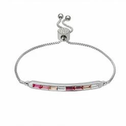 Brilliance Rainbow Crystal Bar Bracelet Silvertone Peach Multi -Brilliance Shop unnamed file 40