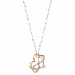 Brilliance Two-Tone "Love" Crystal Heart & Infinity Pendant Necklace