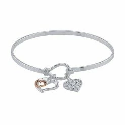 Brilliance Crystal "Friends Forever" Two Tone Bangle Bracelet