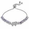 Brilliance Fine Silver Plated Violet Crystal Elephant Bracelet