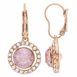Brilliance Fine Rose Gold Tone Crystal Halo Earrings Silver Tone Violet -Brilliance Shop unnamed file 465
