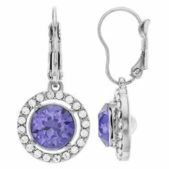 Brilliance Fine Rose Gold Tone Crystal Halo Earrings Silver Tone Violet -Brilliance Shop unnamed file 466