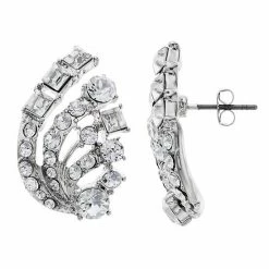 Brilliance Crystal Leaf Stud Earrings Silver Tone -Brilliance Shop unnamed file 470