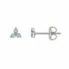 Brilliance Silver Tone Triple Crystal Birthstone Stud Earrings Silver Tone December