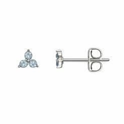 Brilliance Silver Tone Triple Crystal Birthstone Stud Earrings Silver Tone December