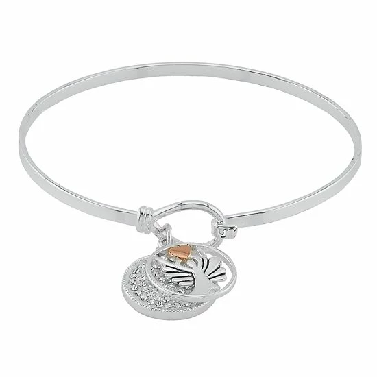 Brilliance Crystal "Watch Over Me" Two Tone Bangle Bracelet 3 Brilliance Crystal "Watch Over Me" Two Tone Bangle Bracelet