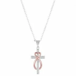 Brilliance Crystal Infinity Heart Cross Pendant Necklace