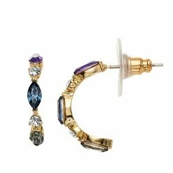 Brilliance Multicolor Crystal C-Hoop Earrings Gold Tone Multi -Brilliance Shop unnamed file 532