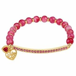 Brilliance "Sister" Crystal Heart Charm Stretch Bracelet