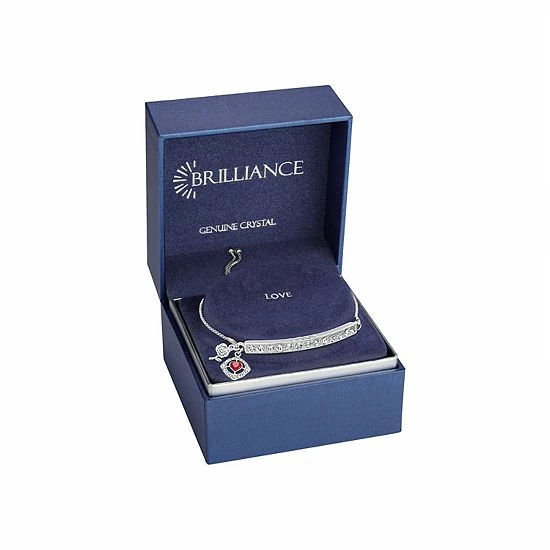 Brilliance Fine Silver Plated Crystal "LOVE" Adjustable Bar Bracelet 4 Brilliance Fine Silver Plated Crystal "LOVE" Adjustable Bar Bracelet - Image 2