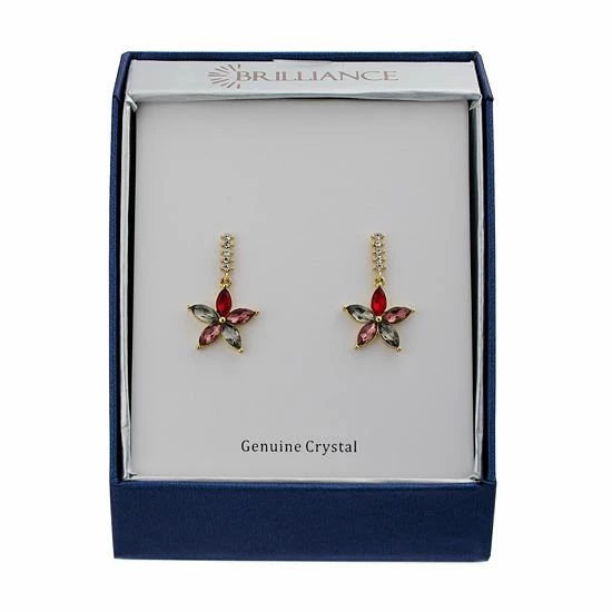 Brilliance Gold Tone Multicolored Crystal Flower Drop Earrings 4 Brilliance Gold Tone Multicolored Crystal Flower Drop Earrings - Image 2