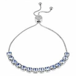 Brilliance Crystal Row Adjustable Bracelet Smoked Sapphire