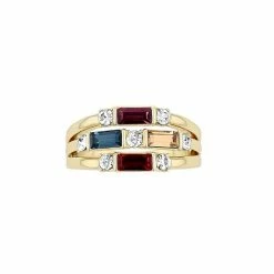 Brilliance Gold Tone Multicolor Crystal Baguette Ring
