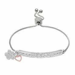 Brilliance Two Tone Crystal "Dog Mom" Adjustable Bracelet
