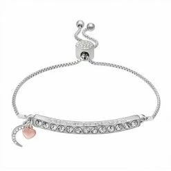 Brilliance Shop 33 Brilliance "Love You To The Moon" Adjustable Bracelet Two Tone Rose Clear
