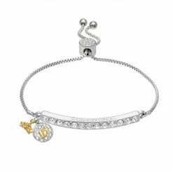 Brilliance Two Tone Crystal "Quinceanera" Adjustable Bar Bracelet