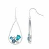 Brilliance Multicolor Crystal Teardrop Earrings Silver Tone Blue Multi
