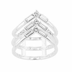 Brilliance Crystal Triple Band Chevron Ring
