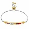 Brilliance Two Tone Rainbow Crystal Baguette Bar Bracelet