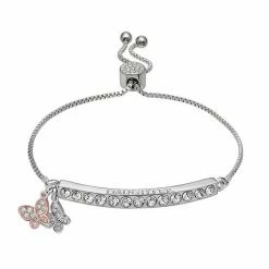 Brilliance Fine Silver Plated "DAUGTHER" Crystal Bar Bracelet