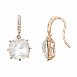 Brilliance Rose Gold Tone Crystal Drop Earrings