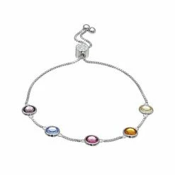 Brilliance Fine Silver Plated Crystal Adjustable Bracelet Silver Tone And Clear