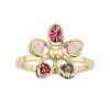 Brilliance Gold Tone Multicolor Crystal Flower Ring