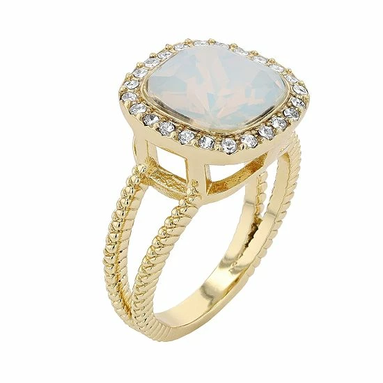 Brilliance Gold Tone Simulated White Opal Crystal Halo Ring 4 Brilliance Gold Tone Simulated White Opal Crystal Halo Ring - Image 2