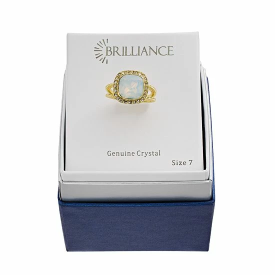 Brilliance Gold Tone Simulated White Opal Crystal Halo Ring 5 Brilliance Gold Tone Simulated White Opal Crystal Halo Ring - Image 3