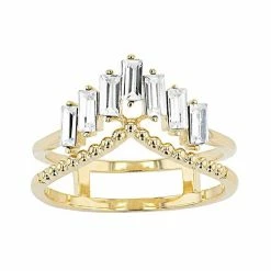 Brilliance Gold Tone Crystal Baguette Chevron Ring
