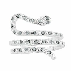 Brilliance Silver Tone Gray & White Crystal Snake Wrap Ring