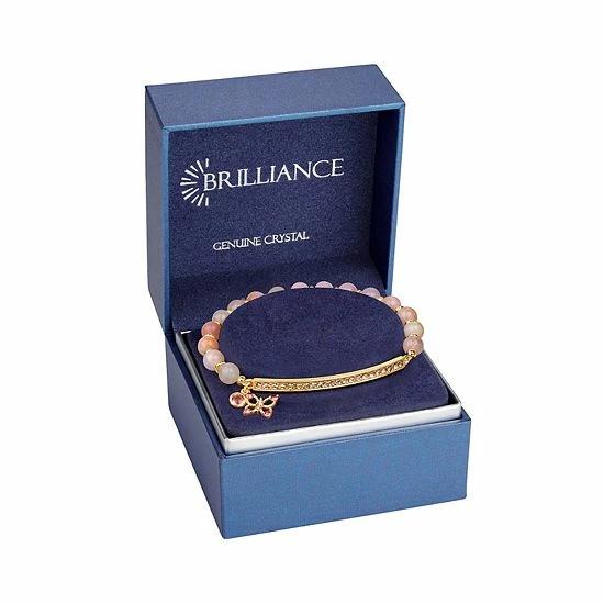 Brilliance Pink Beaded Crystal Butterfly Charm Stretch Bracelet 4 Brilliance Pink Beaded Crystal Butterfly Charm Stretch Bracelet - Image 2