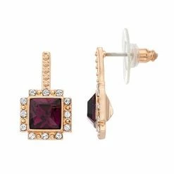 Brilliance Crystal Halo Linear Drop Earrings Rose Tone Purple -Brilliance Shop unnamed file 728