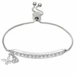 Brilliance "Te Quiero Mama" Crystal Butterfly & Heart Adjustable Bracelet