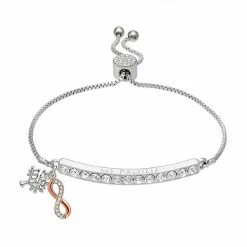 Brilliance Two Tone "Mi Familia" Family Tree Adjustable Bracelet