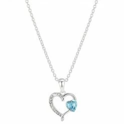 Brilliance Clear & Blue Preciosa Crystal Double Heart Necklace