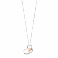 Brilliance Two Tone Crystal Double Heart Pendant Necklace