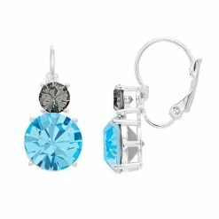 Brilliance Black & Aqua Crystal Leverback Earrings