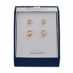 Brilliance Rose Gold Tone Vintage Rose Crystal Stud Earring Duo Set -Brilliance Shop unnamed file 762