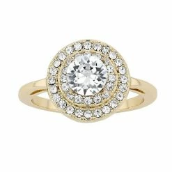 Brilliance Crystal Double Halo Ring Gold Tone Clear -Brilliance Shop unnamed file 771