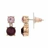 Brilliance Rose Gold Tone Purple Crystal Drop Earrings